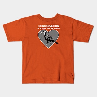 Ground Hornbill Conservation Heart Kids T-Shirt